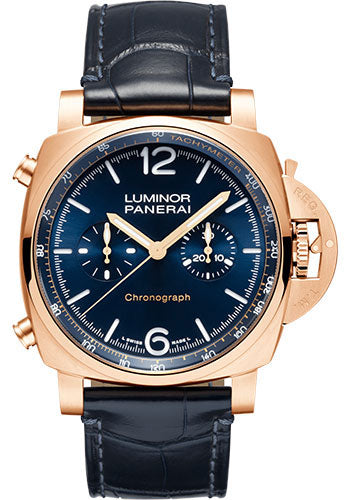 Panerai Luminor Chrono Goldtechª Blu Notte - 44mm Polished Goldtech Case - Blue Sun-Brushed Dial - PAM01111